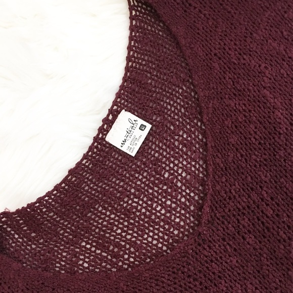 Tilly’s Full Tilt Maroon Dark Red Light Textured Open Weave Sweater - Picture 5 of 6